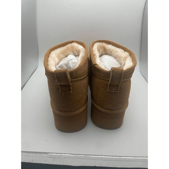 CUSHIONAIRE Women's COZY Genuine Suede pull on platform boot, Chestnut 7 - Picture 5 of 6